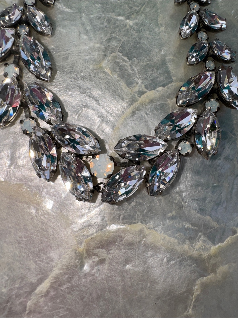 Sorrelli Clear Crystal Leaf Statement Necklace - Silver Tone - Picture 2 of 6